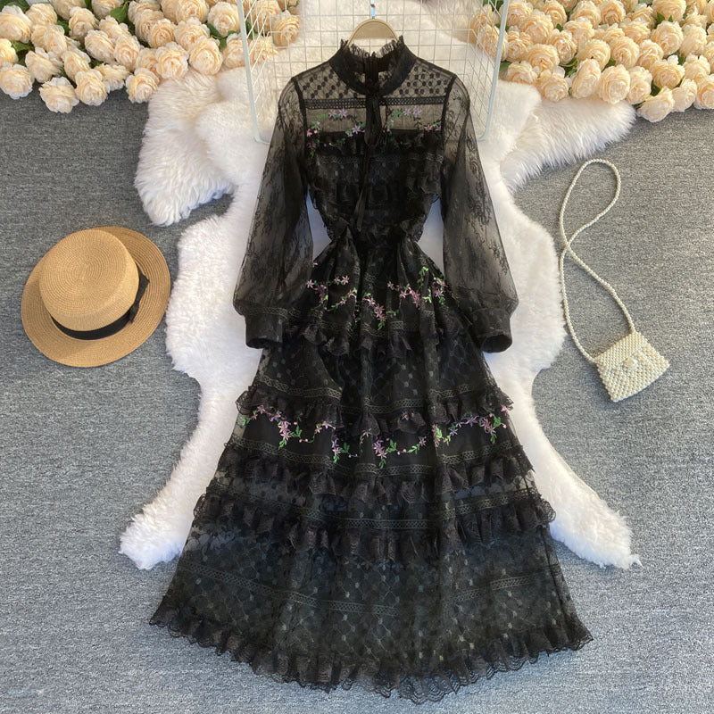 Robe élégante et raffinée en dentelle brodée