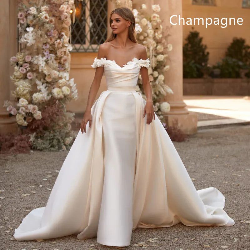 Vestido de novia de cola extraíble de moda para mujer