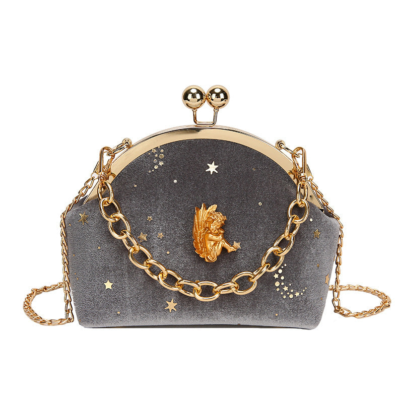 Gold Velvet Sweet Lady Shell Bag
