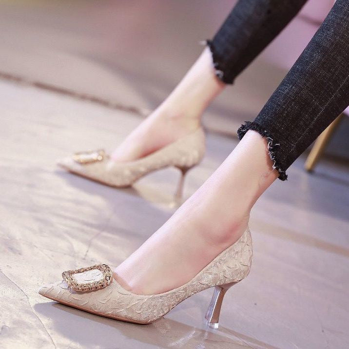 Escarpins à talons aiguilles pour adolescentes françaises, design étudiant, style niche, tempérament