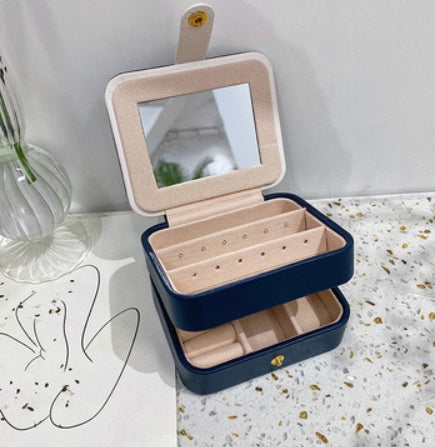 Boîte ronde portable Princess Mini petite boîte de rangement de bijoux de luxe simple à main