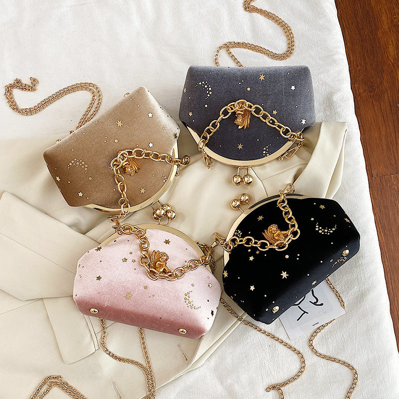Gold Velvet Sweet Lady Shell Bag