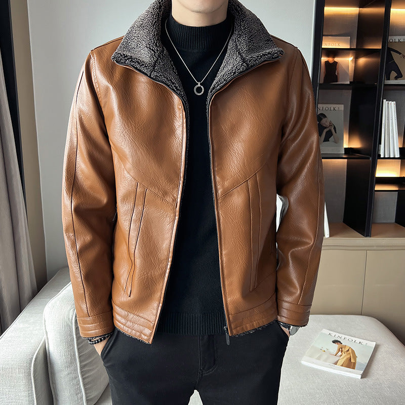 Vestes en cuir rembourrées en velours style Hong Kong pour hommes, grandes tailles