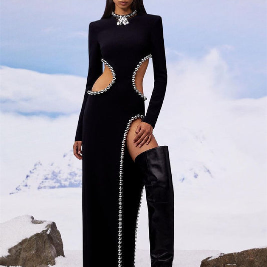 Robe tendance à col montant et manches longues