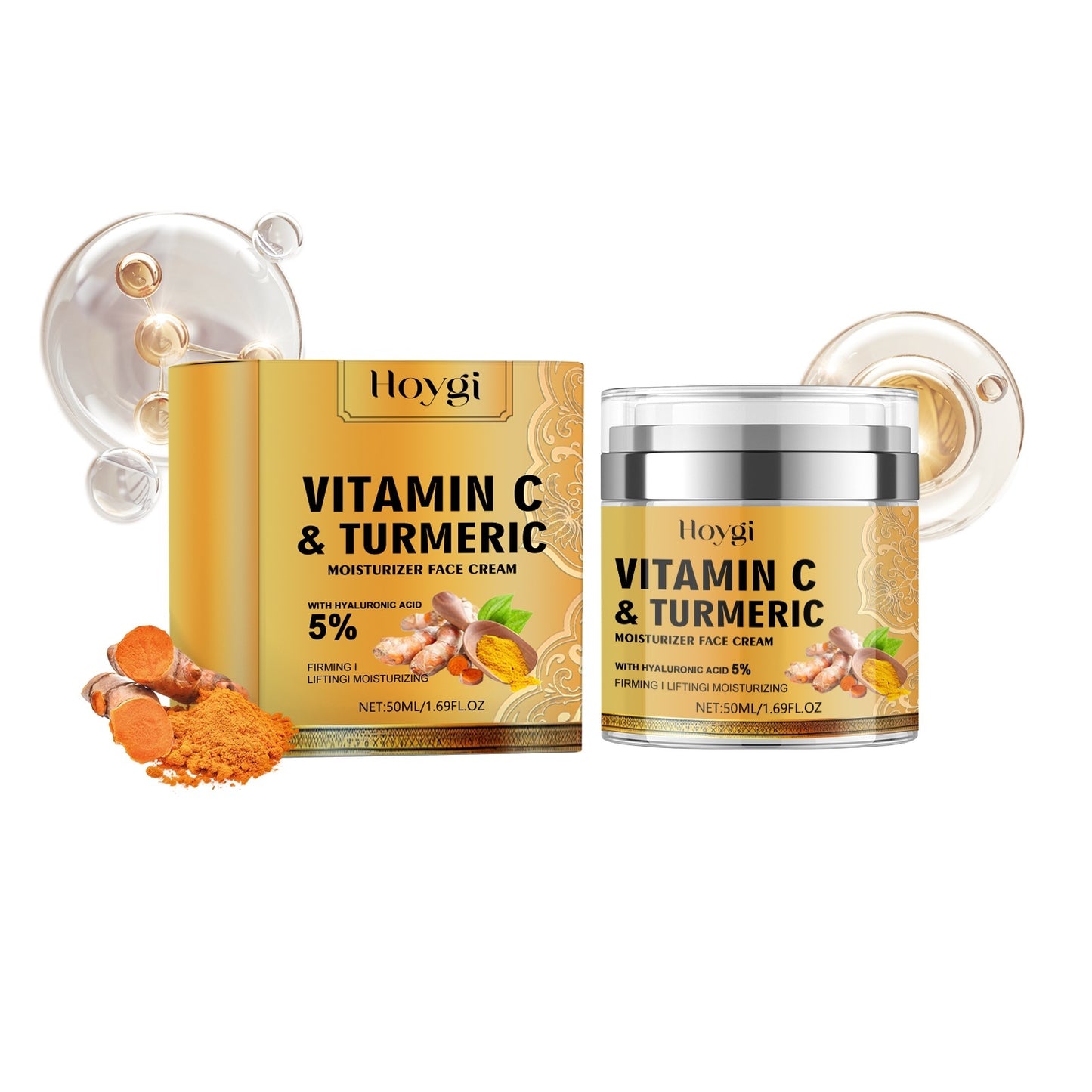 Crème hydratante pour le visage à la vitamine C et au curcuma Hoygi