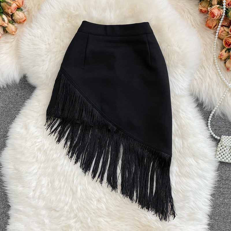Jupe taille haute à pompons pour femme, nouvelle jupe élastique aux hanches