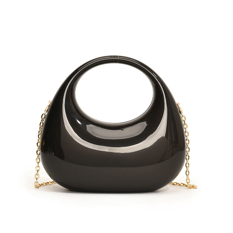 Sac à main en acrylique doré de petite taille avec chaîne oblique