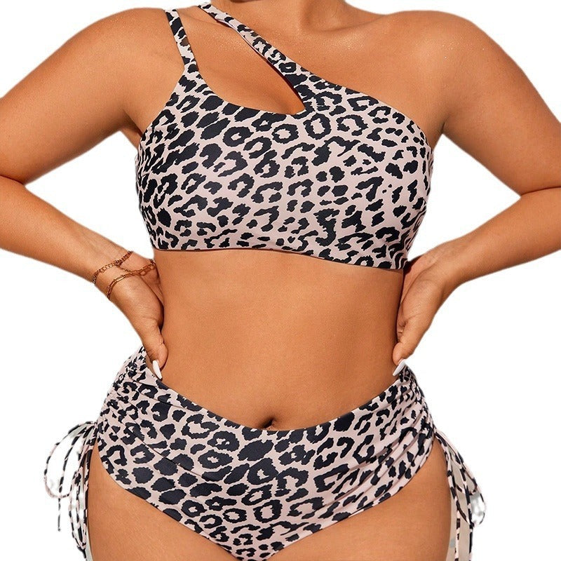 Traje de baño de moda con estampado de leopardo, traje de baño de bikini de talla grande