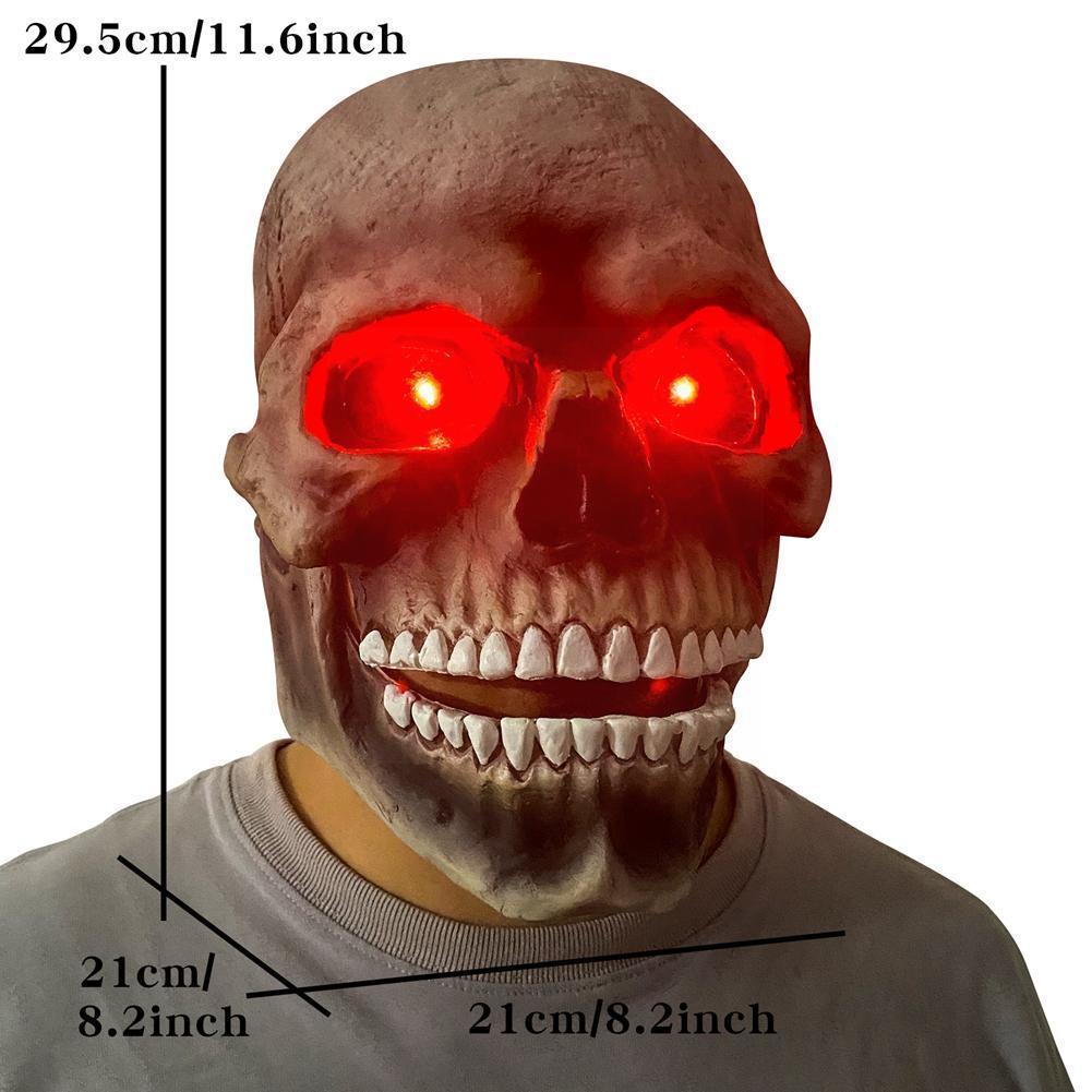 Masque d'Halloween en latex avec tête de mort et bouche mobile, accessoire de déguisement pour Halloween