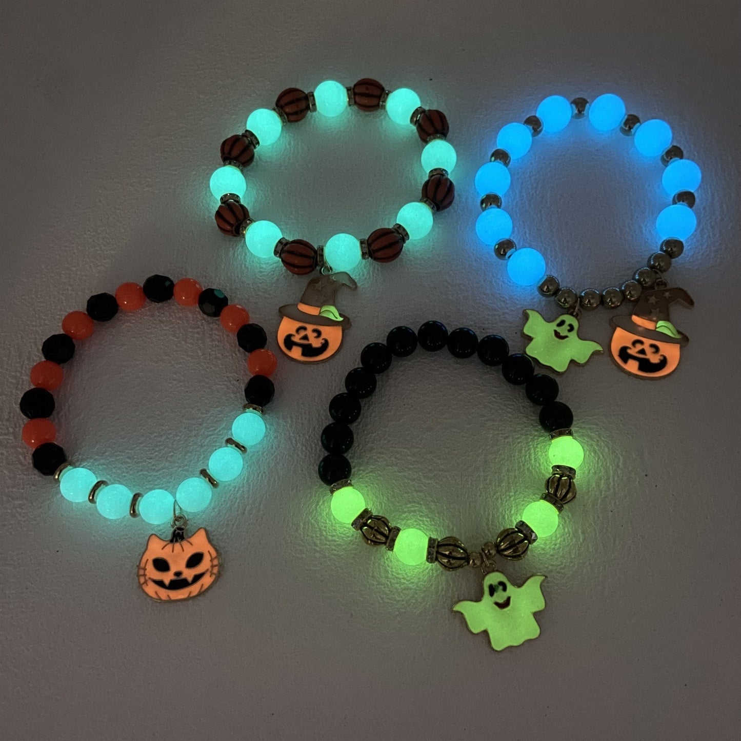 Bracelet d'Halloween avec tête de citrouille et fantôme lumineux