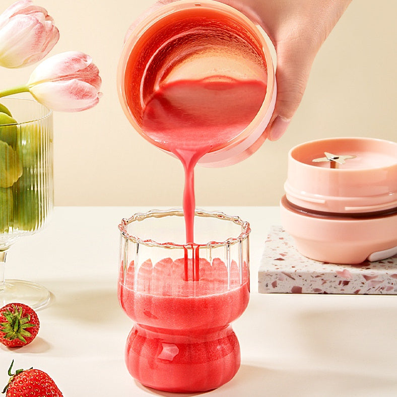Licuadora portátil recargable con 4 cuchillas para batidos y licuados, 400 ml, taza exprimidora para frutas frescas