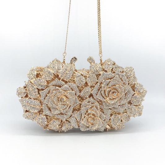 Sac de dîner en diamant rose creux