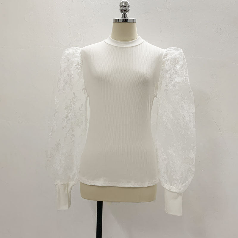 Flower embroidery long sleeve shirt