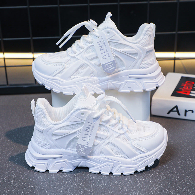 Chaussures de course blanches confortables et respirantes pour garçons et filles, idéales pour les étudiants