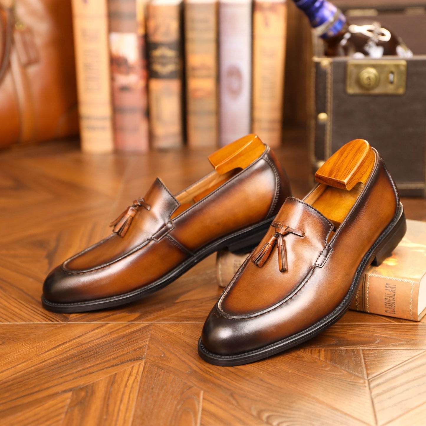 Mocassins à pampilles pour hommes, chaussures britanniques haut de gamme
