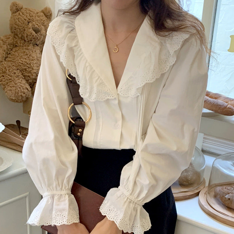 Versatile Single Breasted Flare Sleeve Shirt