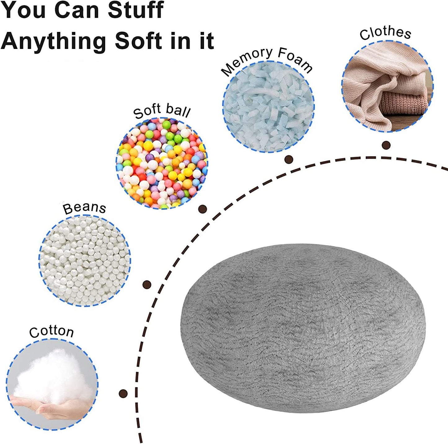 Funda para sillón tipo puf, solo era una funda, grande, redonda, suave y esponjosa, funda para sofá cama perezosa, 6 pies, gris claro