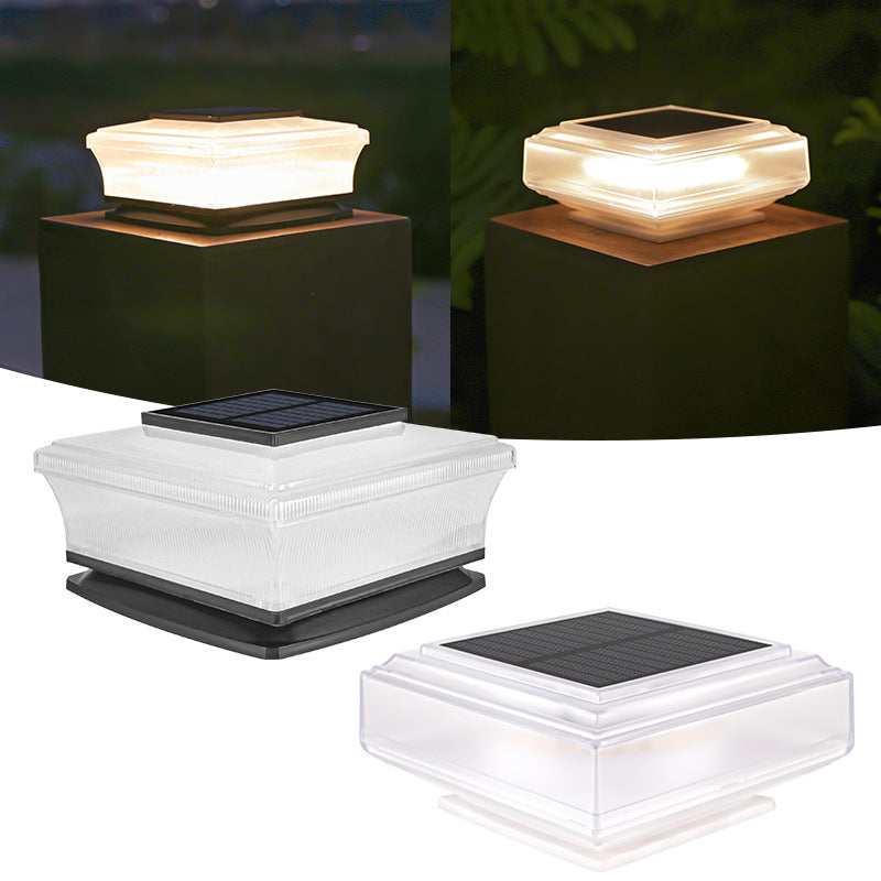 Faros delanteros de columna cuadrada con energía solar para patios al aire libre