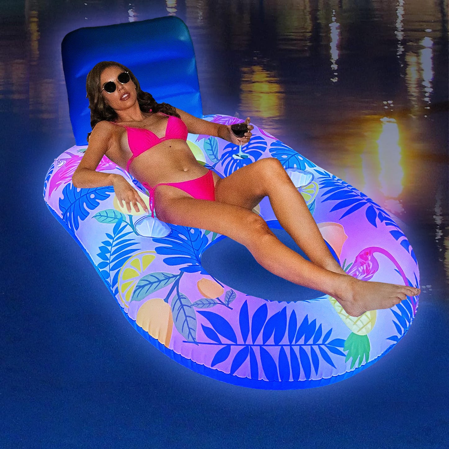 Piscina inflable de la cama flotante luminosa del agua