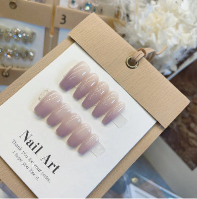 Taro Pure Color gradiente hecho a mano desgaste uñas producto terminado pegatinas de uñas