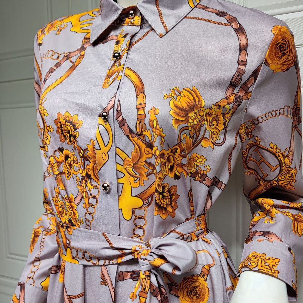 Vestido con cordones y estampado vintage musulmán de Oriente Medio para mujer