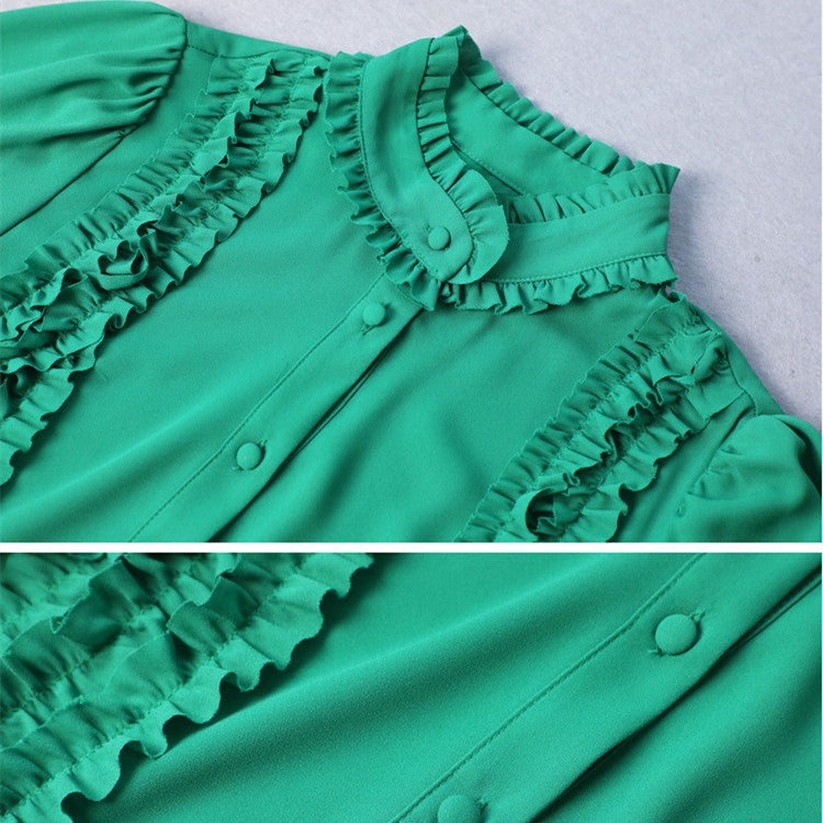 Vestido camisero elegante de manga larga para mujer