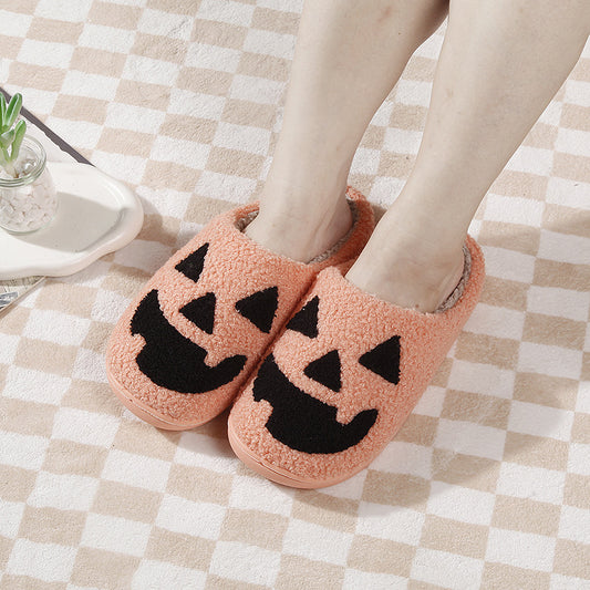 Chaussons d'hiver thermiques en coton motif citrouille d'Halloween