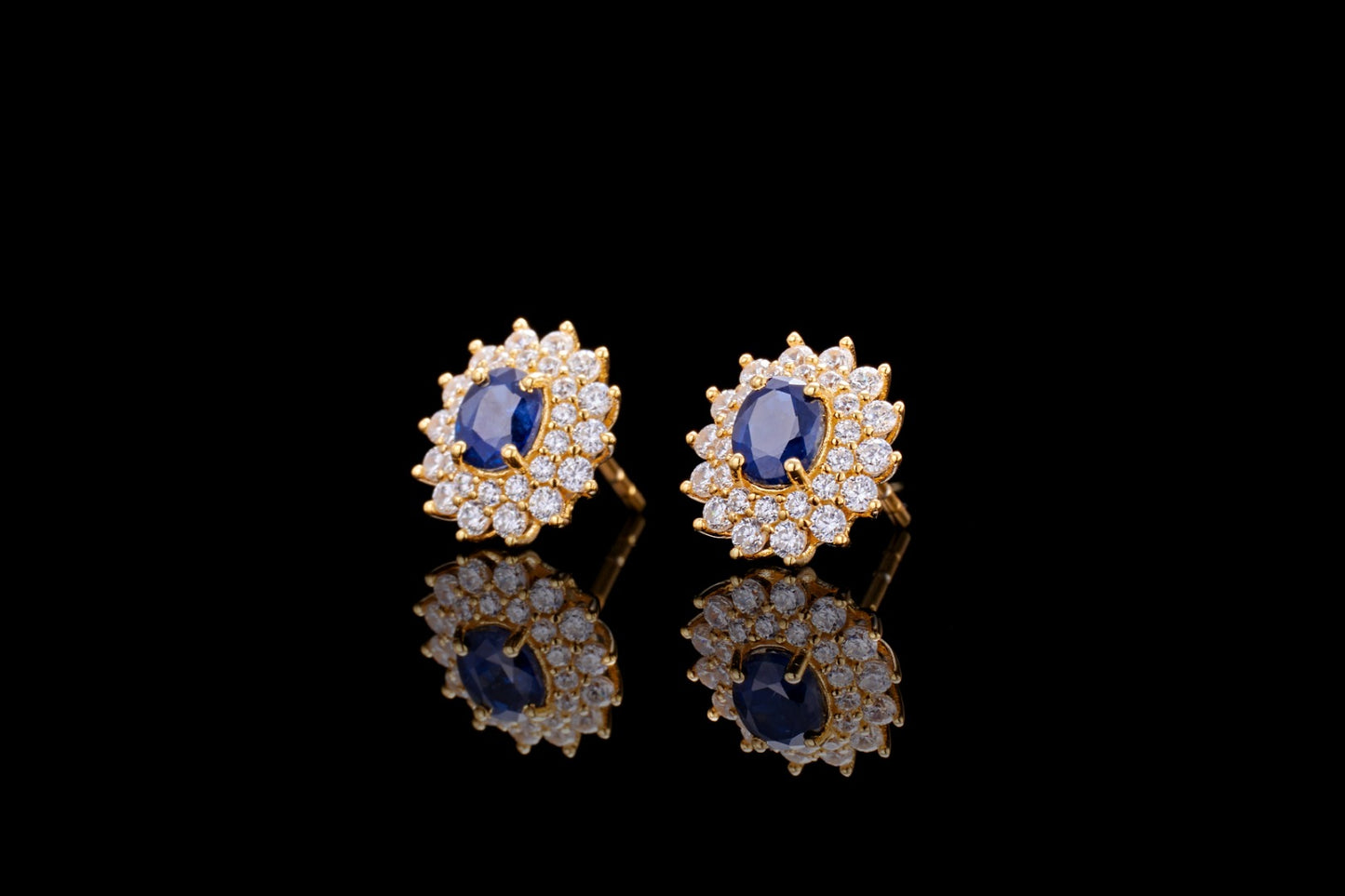 Pendientes Moda Zafiro Dorado Plata 925