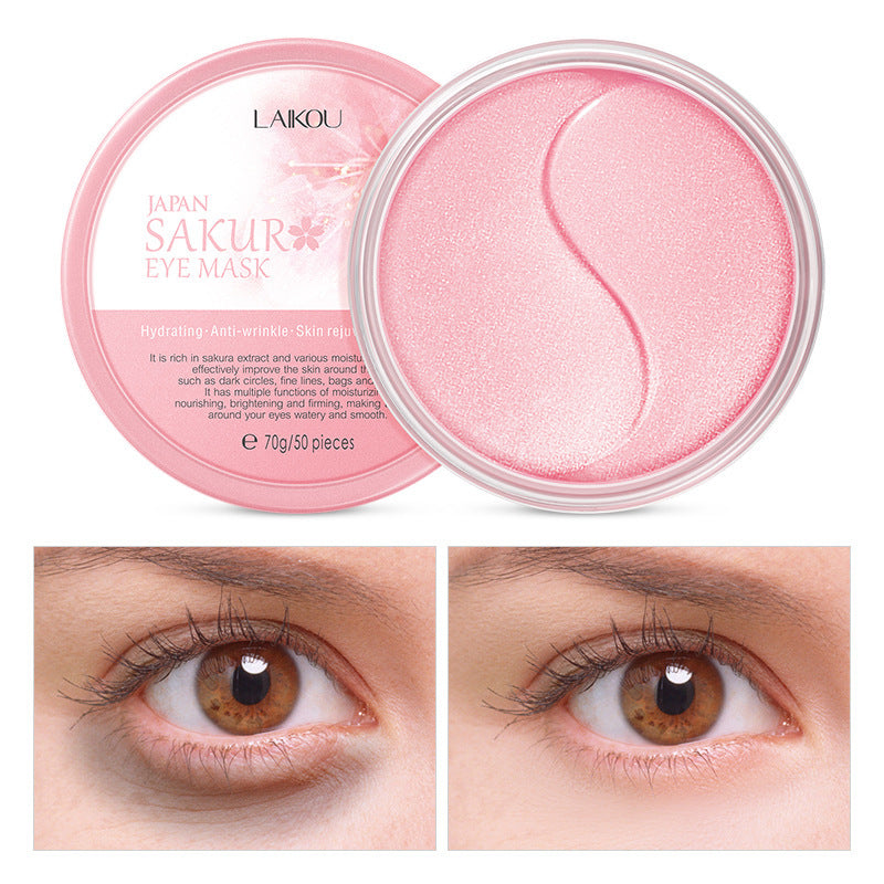 Masque contour des yeux à la fleur de cerisier, 50 pièces, hydratant et nourrissant pour les yeux