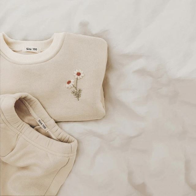 Conjunto de 2 piezas de ropa de invierno para bebé niña y niño Eroidery Thien Fle