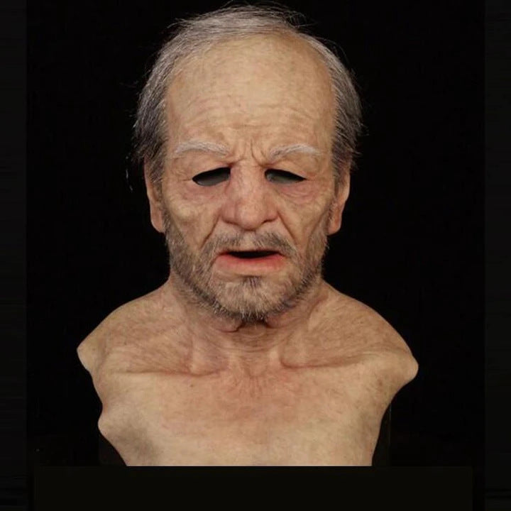 Máscara blanca vieja, calva, vieja, de látex, accesorio divertido para cosplay de Halloween
