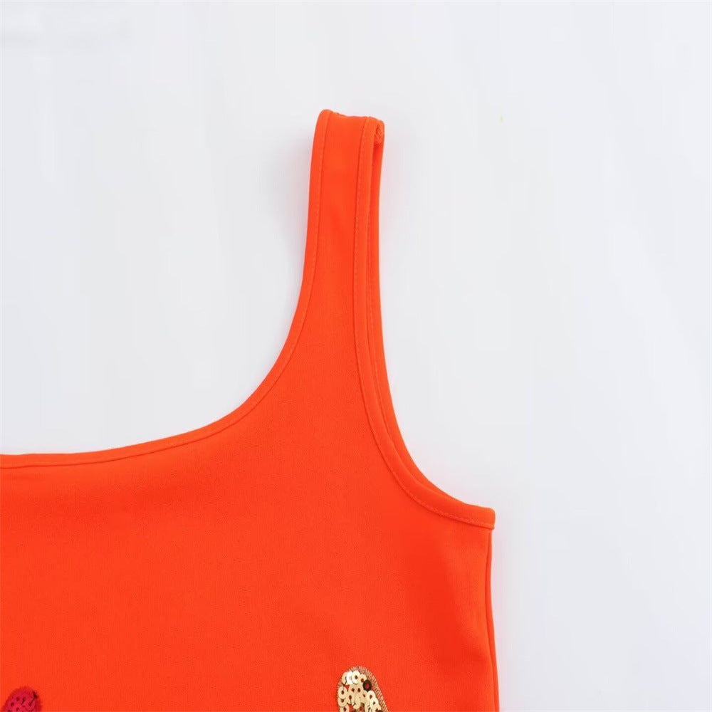 Minivestido con bordado de lentejuelas de moda