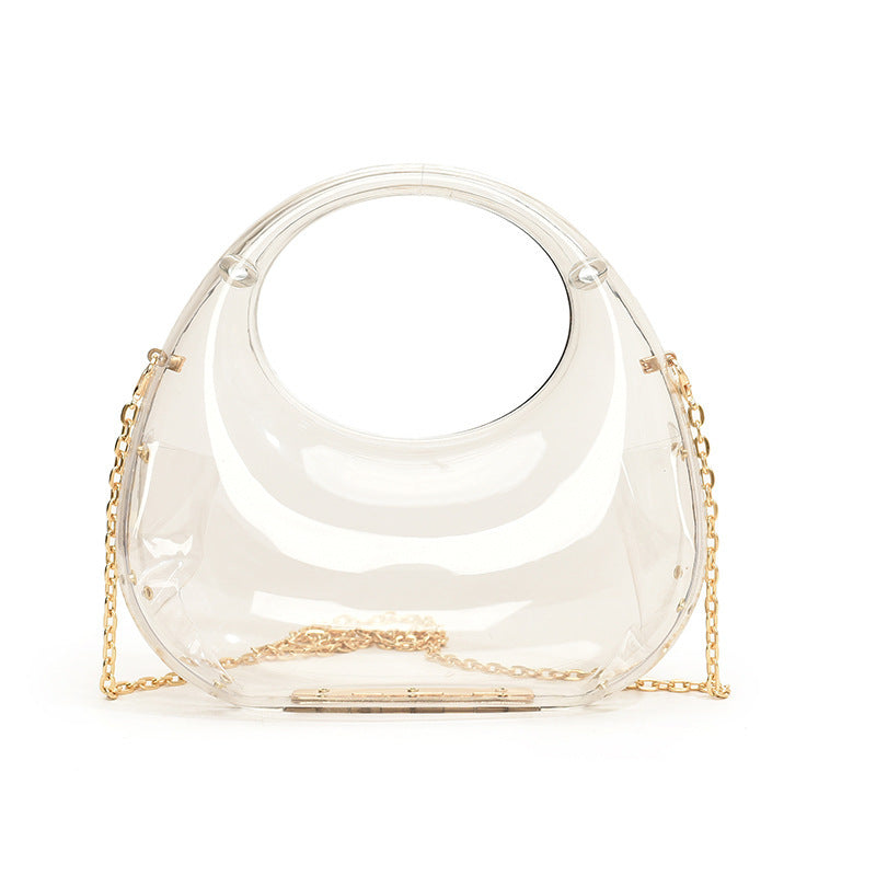 Sac à main en acrylique doré de petite taille avec chaîne oblique