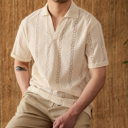 Camiseta holgada de algodón transpirable de manga corta de verano para hombre