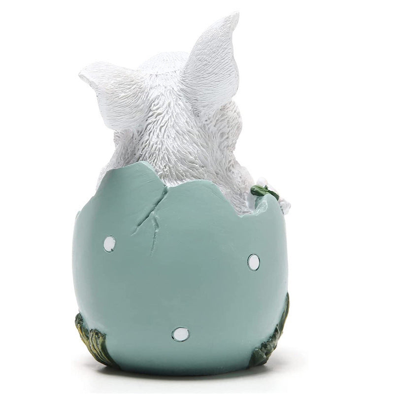 Adorno de estatua de resina de conejo de Pascua para decoración del hogar de primavera