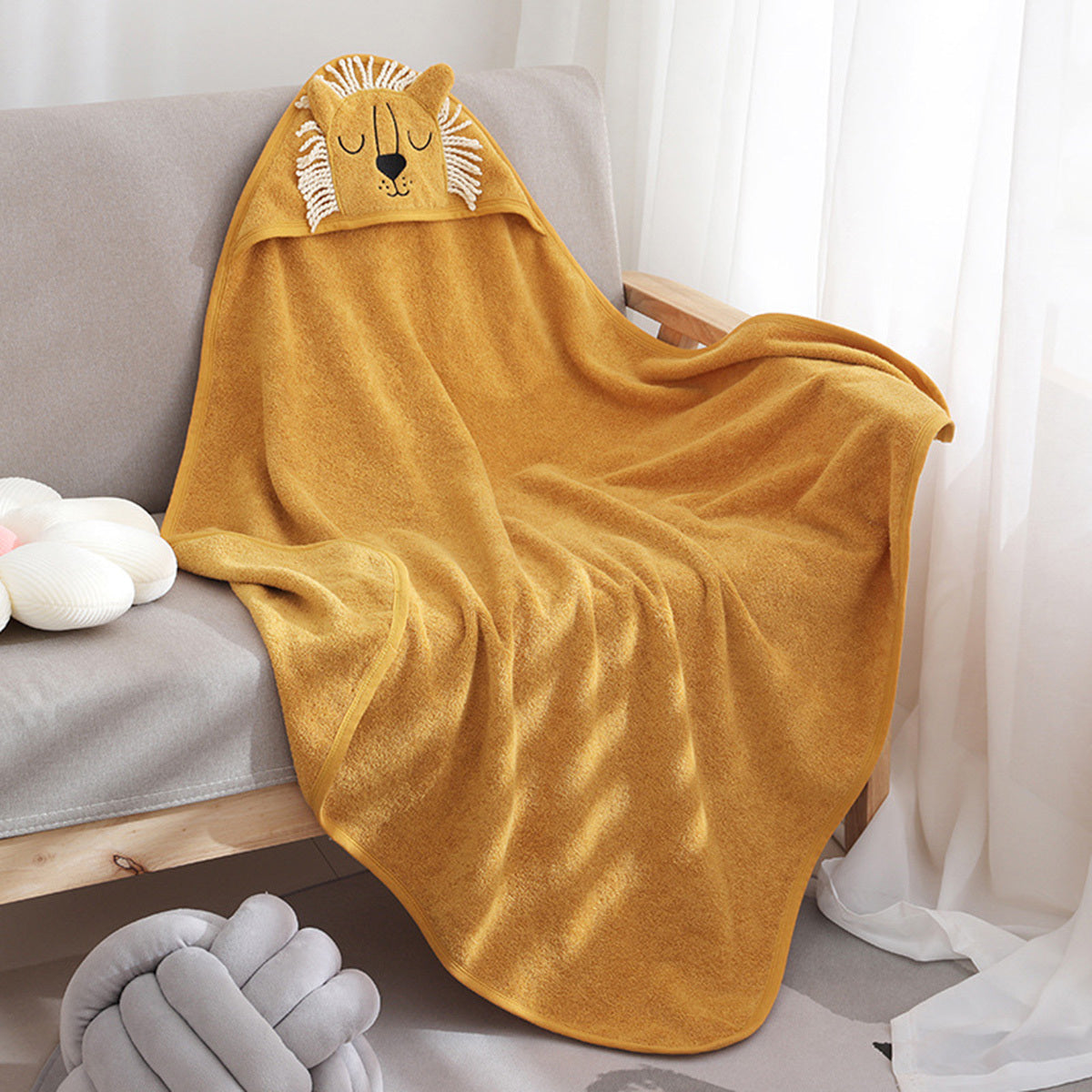 Serviette de bain absorbante en coton à capuche pour enfants, motif dessin animé mignon