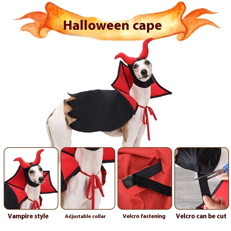 Cape de vampire pour animaux de compagnie d'Halloween, chapeau, costume de vacances