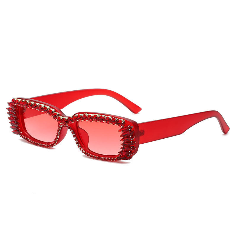 Gafas de sol con tachuelas de diamantes de moda Gafas de sol cuadradas pequeñas con diamantes de imitación