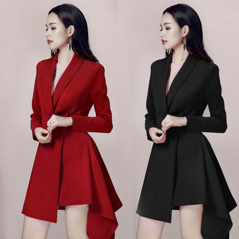Women's Temperament Slim Fit Slim Irregular Suit Jacket Dress
