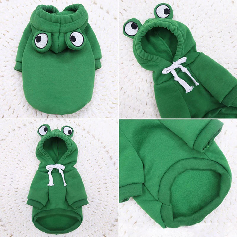 Ropa suave y cálida para gatos pequeños, perros, gatos, divertido disfraz de rana para Halloween, sudaderas creativas para gatitos, sudaderas con capucha de otoño para mascotas