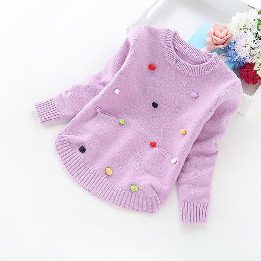 Pull col rond pour fille, version coréenne