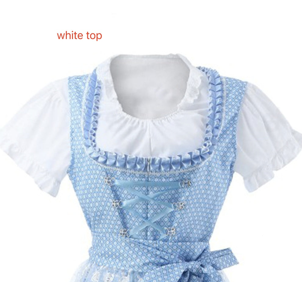 Robe longue à lacets imprimée à manches courtes et motif bière de Munich pour Halloween