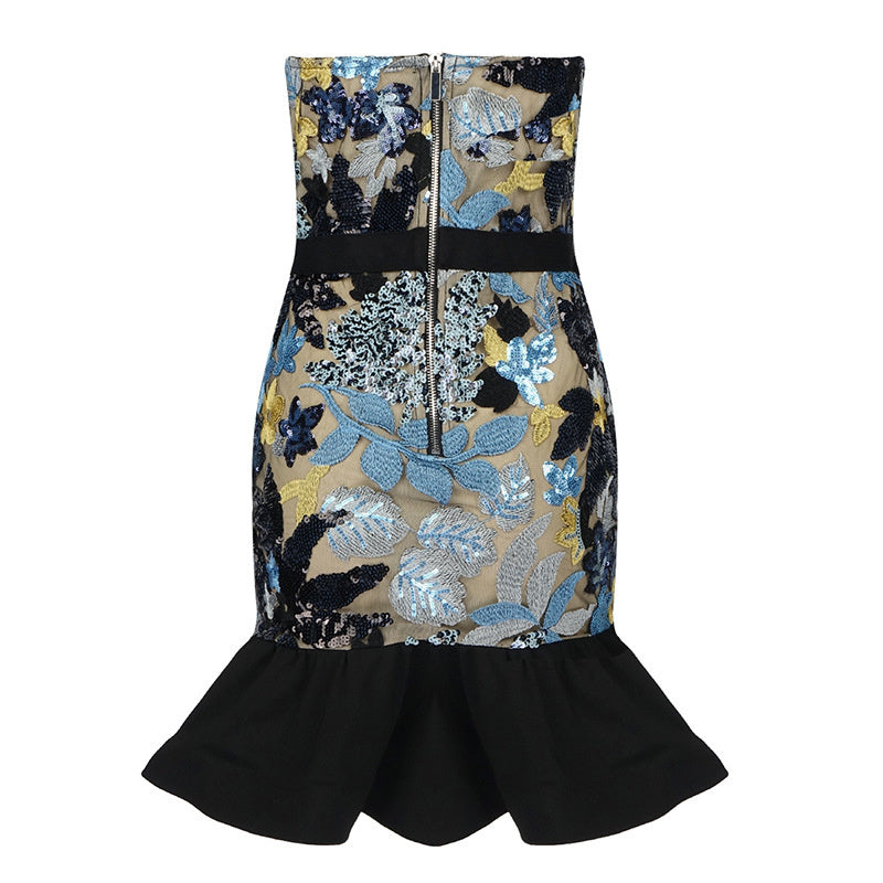Robe bustier à sequins et queue de poisson pour femme