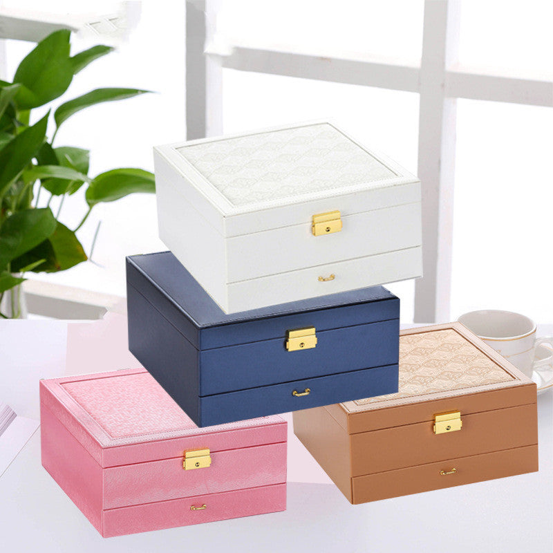 Boîte de rangement multifonctionnelle pour bijoux en cuir PU