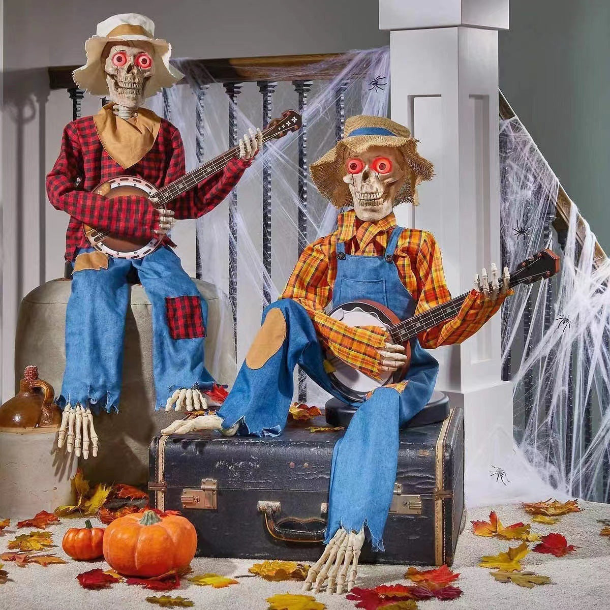 Decoración de esqueleto de banjo para Halloween