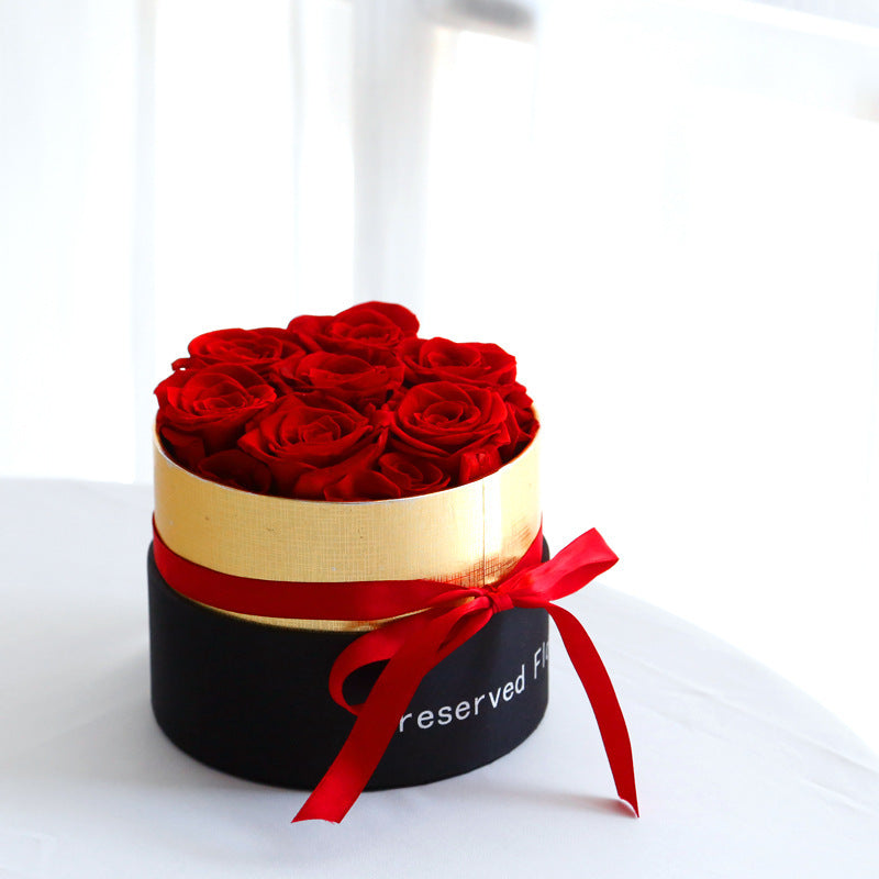 Rosas eternas en caja, rosas reales preservadas con juego de caja, regalo de San Valentín, flores artificiales románticas