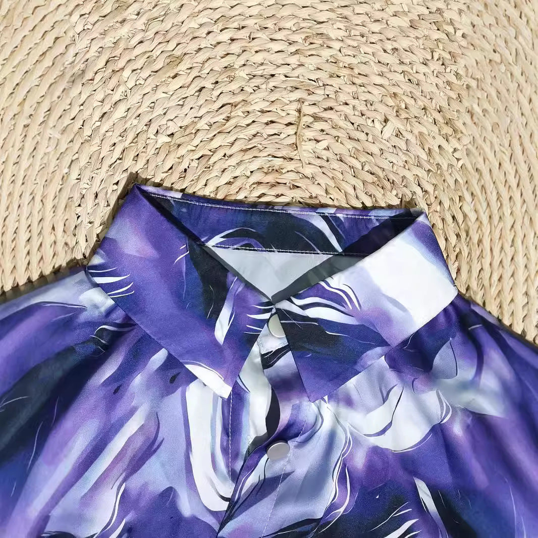 Chemise ample à manches longues et revers boutonnés pour le printemps et l'automne