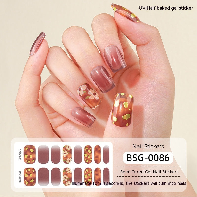 Autocollant pour ongles en gel semi-durcissant simple et tendance pour femmes