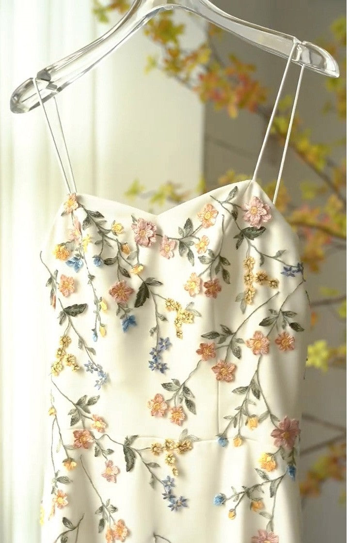 Vestido de tirantes blanco estilo francés para mujer