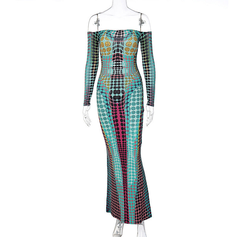 Women's Featured Faux A-line Collar Patchwork Long Sleeve Dress